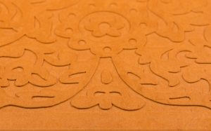 Laser cutting panel. Golden floral pattern. Gift or favor box silhouette ornament